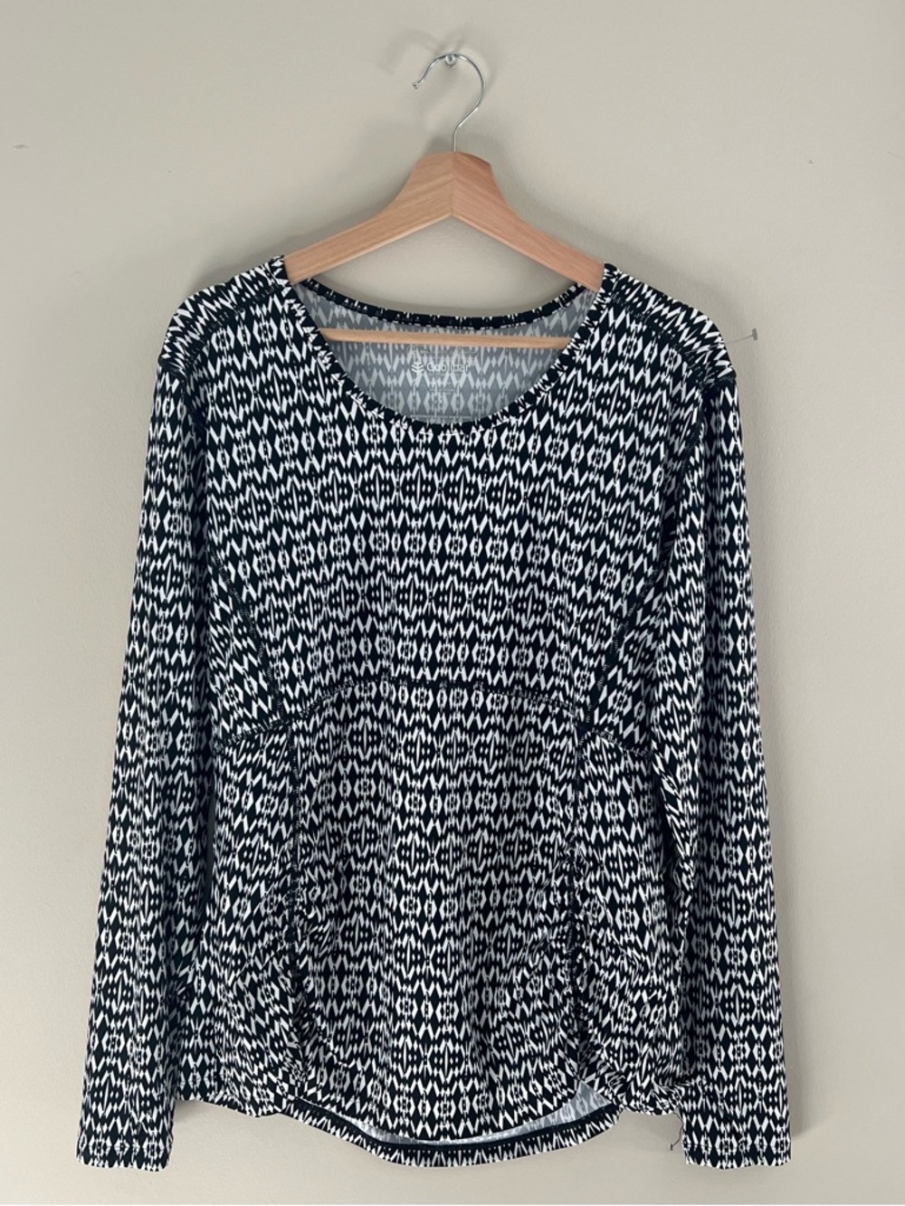 Coolibar Rash Guard Womens XL Blue Paisley Wavecrest Ruched Long Sleeve UPF 50+